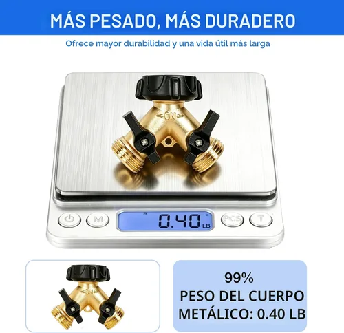 Vista 4 de LIULO TOOL Divisor de Manguera de Jardín de Latón de 2 Vías, Divisor en Y de Manguera de 3/4 Pulgadas, Conector de Manguera de Latón Resistente