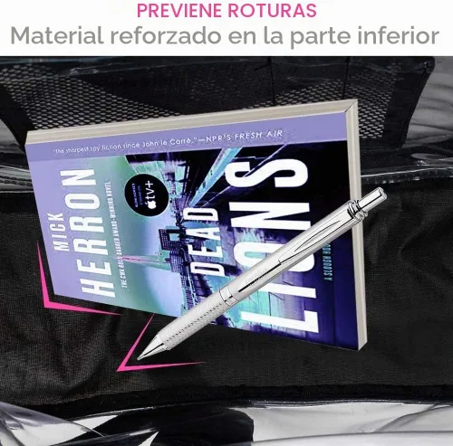 Vista 6 de Mochila transparente con tapa abatible de 17 pulgadas, juego de 3 piezas aprobado para estadios, bolsa transparente resistente para gimnasio o Negro