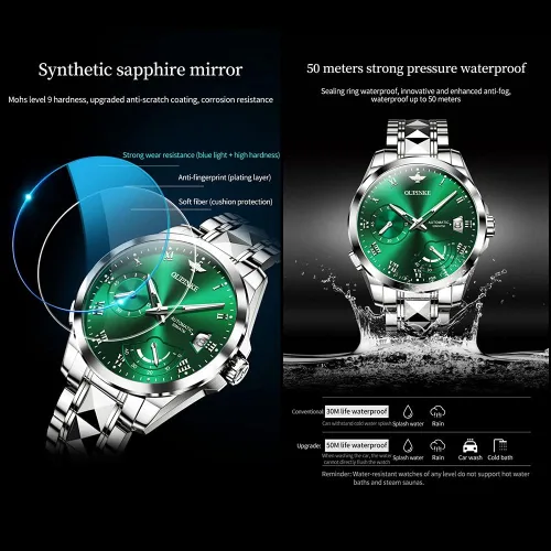 Vista 4 de OUPINKE Relojes automáticos para hombre, resistentes al agua, con cuerda automática, para hombre, relojes mecánicos automáticos
