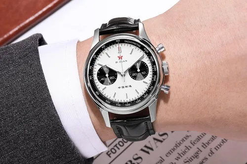 Vista 8 de Men Panda Chronograph 1963 ST1901 Original Movement Manual Winding Luminous Dial 40mm Sapphire Glass Pilots Mechanical Wrist Watch