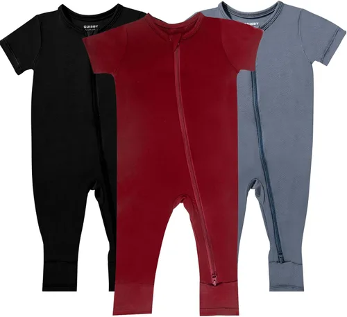 Vista 7 de GUISBY Rayon of Bamboo Baby Short Sleeve Footless Pajamas Negro