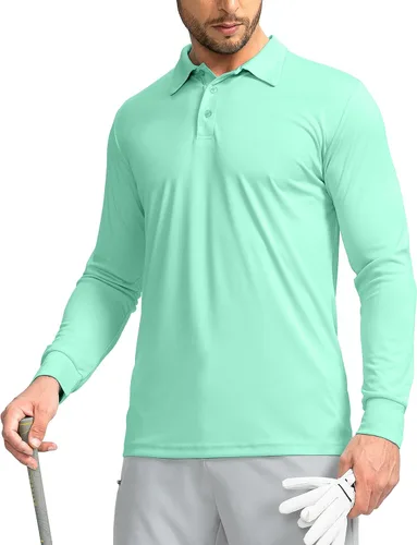 Vista 5 de Camisa polo de manga larga para hombre, ligera, protección solar UPF 50+, camisas geniales para hombres, trabajo, pesca, al aire libre
