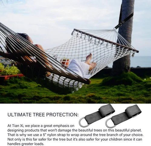 Vista 3 de Juego de accesorios de suspensión para árbol de 152.5 cm (4.9 pies), soporta 998 kg (2200 libras) con mosquetones de acero inoxidable, de fácil Negro