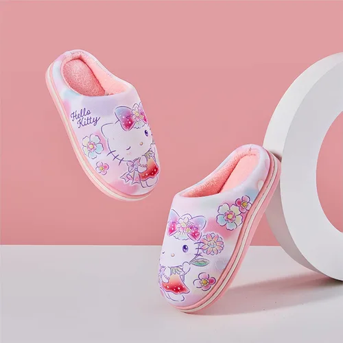 Vista 3 de Everyday Delights Hello Kitty Flowers - Pantuflas de felpa para niñas y niños