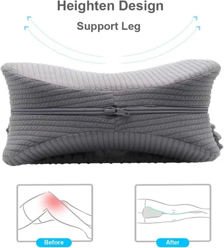 Vista 3 de Almohada de rodilla mejorada para personas que duermen de lado con correa elástica, almohada de piernas de espuma viscoelástica, ideal