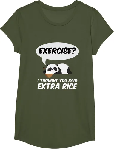 Vista 104 de ¿Ejercicio? I Thought You Said Extra Rice Panda Gift T-Shirt, Negro, S