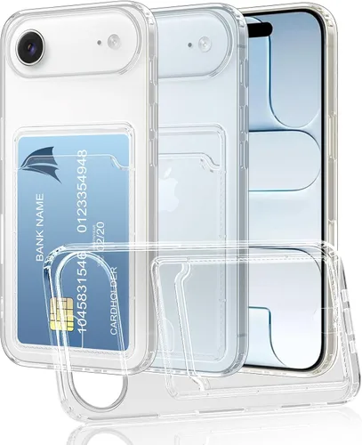 Vista 11 de Funda transparente compatible con iPhone 14 Pro con ranura para tarjetero, a prueba de golpes, funda protectora de silicona suave y delgada, funda