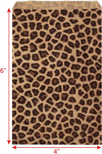 Vista 2 de Ikee Design 200 unidades de papel de 4 x 6 pulgadas con estampado liso o bolsas de estraza estampadas para dulces, galletas, mercancía, recuerdos