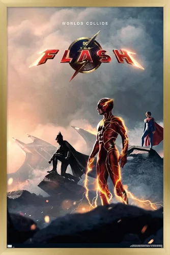 Vista 17 de Trends International DC Comics Movie The Flash - Póster de pared de una hoja, 22.4 pulgadas de largo x 14.7 pulgadas, versión enmarcada de madera