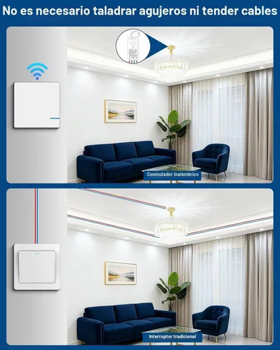 Vista 2 de Thinkbee Kit de interruptor de luz inalámbrico, interruptor de pared remoto