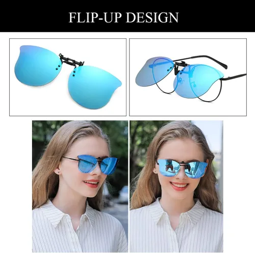 Vista 18 de Gafas de sol polarizadas con clip de ojo de gato, antirreflejos, protección UV, gafas de sol de gran tamaño sobre gafas graduadas