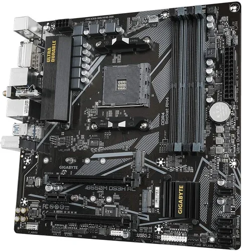 Vista 7 de [Renovado] GIGABYTE B550M DS3H AC - Tarjeta madre compatible con AM4 AMD/B550/Micro ATX/Dual M.2/SATA 6Gb/s/USB 3.2 Gen 1/PCIe 4.0/HMDI/DVI/DDR4