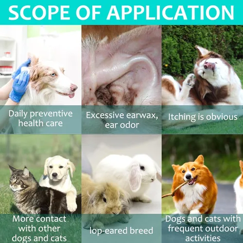Vista 9 de Limpiador de ácaros para perros y gatos – Tratamiento de ácaros de orejas de gato con aloe vera, limpiador al contacto y alivia la picazón, fórmula