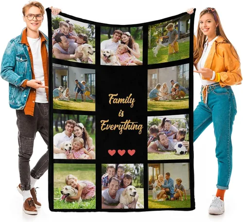 Vista 14 de D-Story Mantas personalizadas con fotos, regalos personalizados para parejas, regalos de aniversario y cumpleaños para esposa, marido, novia, novio