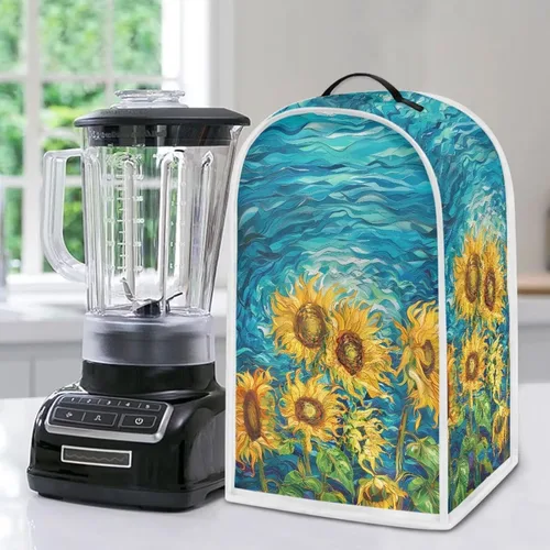 Vista 5 de Cubierta antipolvo para licuadora con patrón de girasol para batidora de pie o aparato de cafetera, poliéster antihuellas dactilares, a prueba de 1