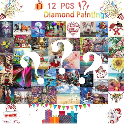 Vista 8 de AiYuanzsh Paquete de 10 kits de pintura de diamante cuadrado 5D para adultos, kits de arte de diamantes cuadrados de taladro completo, paisaje