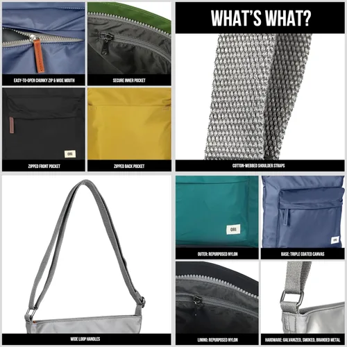 Vista 4 de ORI LONDON Bolsos cruzados medianos de nailon para mujeres y hombres - Bolso cruzado pequeño con cremalleras gruesas - The Kennington