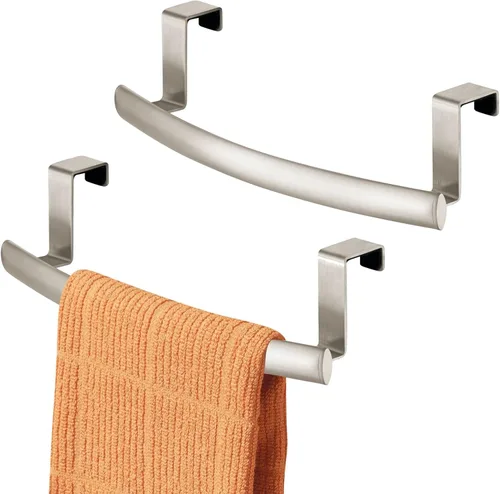 Vista 8 de mDesign - Barra de toallas curva de acero para colgar sobre la puerta, colgador para armario o armario, soporte de almacenamiento para cocina, baño