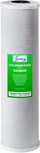 Vista 2 de iSpring FC25B - Cartucho de repuesto para filtro de agua para toda la casa, bloque de carbono CTO, 20 x 4.5 pulgadas y FP220BX2 de alta capacidad x