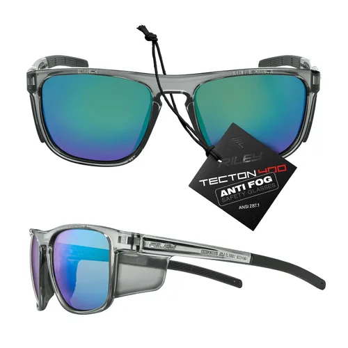 Vista 10 de Riley Navigator X - Gafas de seguridad antivaho, resistentes a los arañazos y a los impactos y bloqueo UV, marco completo ligero para el trabajo, al