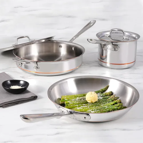 Vista 2 de All-Clad - Juego de utensilios de cocina de acero con núcleo de cobre, 5 piezas, fabricado en los Estados Unidos