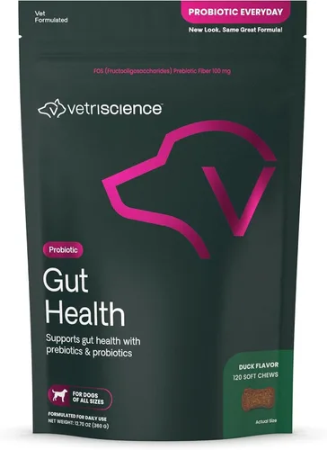 Vista 6 de VetriScience Gomitas para la Salud Intestinal, Suplemento Digestivo Probiótico Diario para Perros, Probióticos para Mascotas para el Apoyo