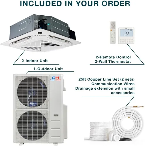 Vista 2 de Cooper & Hunter - Mini casete de techo con 2 zonas, 48,000 BTU, 230 V