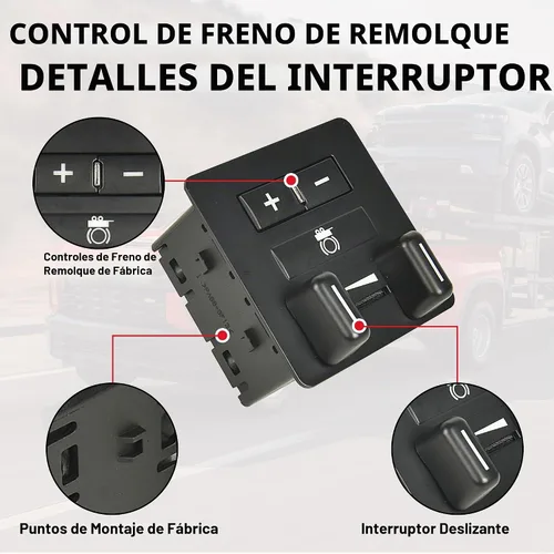 Vista 2 de Interruptor de control de freno de remolque compatible con Cadillac Escalade Chevy Avalanche Silverado 1500 2500 3500 Suburban Tahoe GMC Sierra