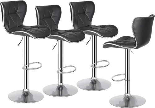 Vista 8 de Nova Microdermabrasion Taburetes de bar ajustables giratorios modernos de piel sintética para isla de cocina, taburete de bar con respaldo