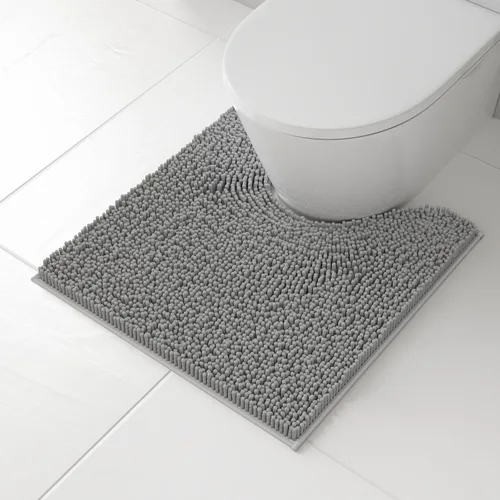 Vista 18 de RUN HELIX Juego de 4 alfombras de baño antideslizantes, suaves, peludas y absorbentes, con tapete de inodoro en forma de U, color negro