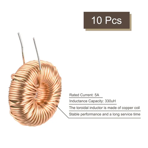 Vista 3 de MECCANIXITY Toroid Inductance - Bobina de cobre de inductancia 330uH 5A para placa de circuito de bricolaje, paquete de 10