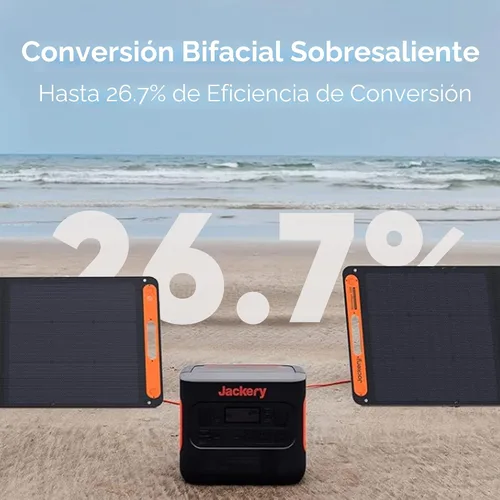 Vista 2 de Jackery SolarSaga - Panel solar portátil de 200 W, paneles solares bifaciales plegables IP68, compatible con estación de energía Jackery Explorer