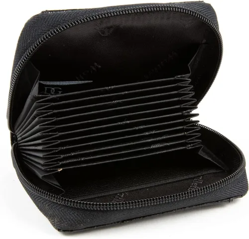 Vista 5 de WalletBe - Cartera de cuero para mujer, tarjeta de efectivo RFID de moneda, embrague de acordeón, identificación con cremallera Croco, Negro