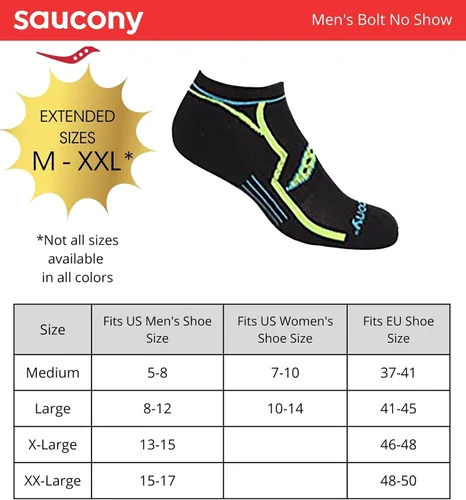 Vista 3 de Saucony Men's Bolt RunDry Performance No-Show Multi-pack Socks