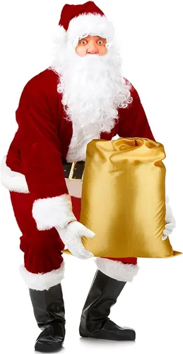 Vista 7 de Asvsua Santa Claus Costume Adult Men Santa Suit for Men Deluxe Santa Costume 10Pcs Christmas Santa Outfit