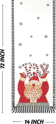 Vista 3 de Folkulture Camino de mesa navideño de 72 pulgadas de largo para decoraciones de mesa – camino de mesa rojo 100% algodón estilo rústico para café