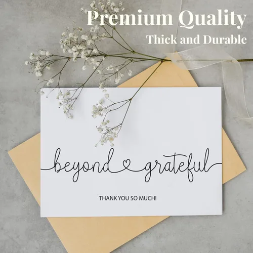 Vista 5 de Tarjetas de agradecimiento Beyond Grateful - Paquete a granel de 20 con sobres Kraft y pegatinas, 4 x 6 pulgadas de aspecto profesional, adecuadas