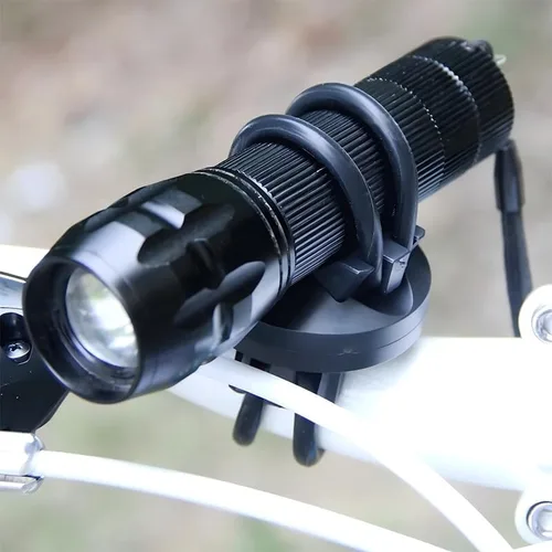 Vista 5 de Paquete de 2 soportes para linterna de bicicleta, accesorios universales de montaje de luz de bicicleta, abrazadera ajustable para linterna