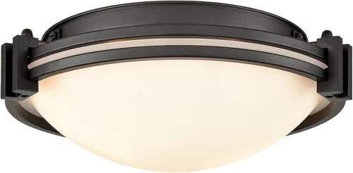 Vista 10 de Lámpara de techo de montaje empotrado moderna de oro 12 pulgadas lámpara de techo de vidrio lechoso 2 luces lámpara de techo de latón