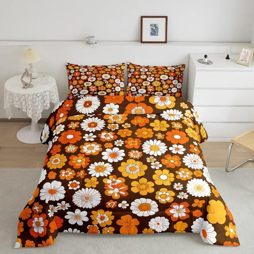 Vista 26 de Feelyou Juego de ropa de cama con diseño de arco iris, juego de edredón para niños, niñas, decoración de notas musicales, edredón de microfibra