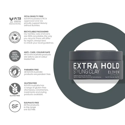 Vista 5 de ELEVEN AUSTRALIA Styling Hair Clay, Firm Hold Negro