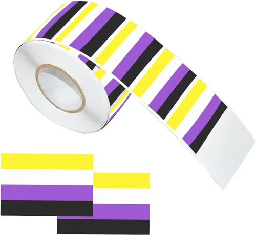 Vista 7 de LGBTQ - Calcomanías de orgullo, rectangulares de seis colores, arco iris, calcomanías autoadhesivas impermeables para desfiles y eventos