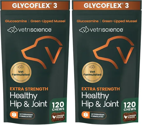 Vista 16 de VetriScience Masticables saludables para cadera y articulaciones extra fuertes, glucosamina GlycoFlex y mejillón de labios verdes, suplemento