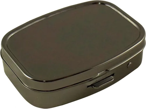 Vista 2 de Houder Pastillero decorativo de metal gris elegante con caja de regalo, lleva tus medicamentos con estilo (rectangular)