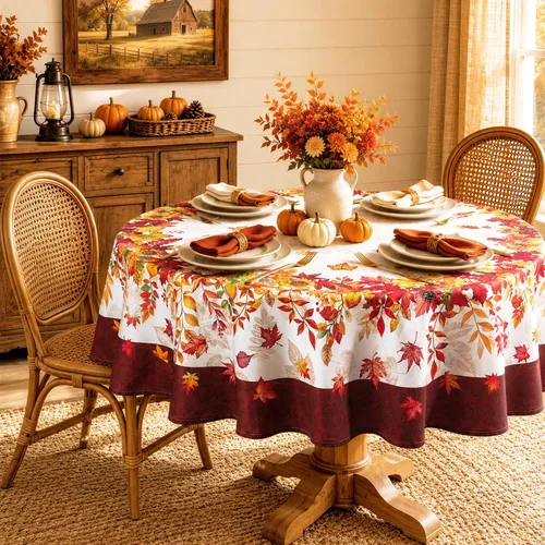 Vista 8 de Mantel de rama de pájaros de otoño impermeable, mantel rectangular de hojas de arce resistente a las manchas, mantel lavable para decoración