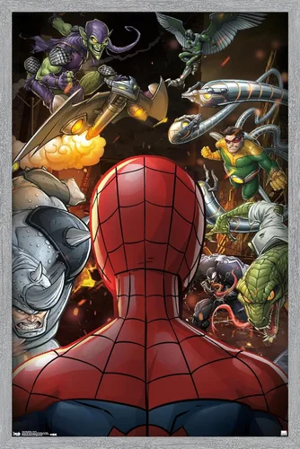 Vista 18 de Trends International Marvel Comics - Póster de pared de Spider-Man - Villains, 14.725 x 22.375 pulgadas, versión enmarcada de madera de granero