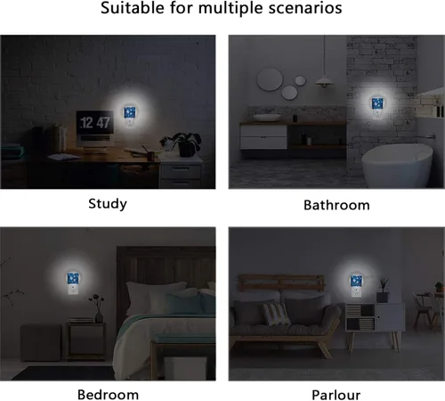 Vista 5 de Juego de 2 luces nocturnas de mariposa mágica, con diseño de mariposas, estrellas, enchufables, luces nocturnas LED automáticas, lámpara con sensor