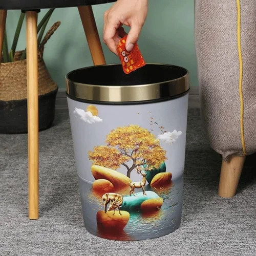 Vista 4 de Garbage Cans Garbage Cans, Decorative Small Trash Can Garbage Container Bin Wastebasket with Patterned Waste Baskets Basket