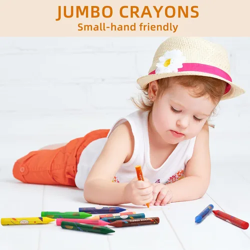 Vista 2 de Lebze Crayones para niños pequeños, 24 colores crayones no tóxicos para niños a partir de 3 años, crayón jumbo fácil de sostener para niños, seguro
