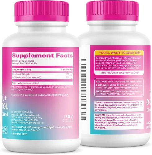 Vista 9 de Pink Stork Myo-inositol y D-Chiro Inositol: Mezcla 3.6:1 para apoyar la fertilidad, el equilibrio hormonal para las mujeres - Suplemento de apoyo